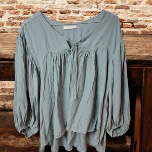 Mustard Seed Ash Blue Baby Doll Top - Size S